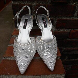 Nina New York Silver Rhinestone Heels